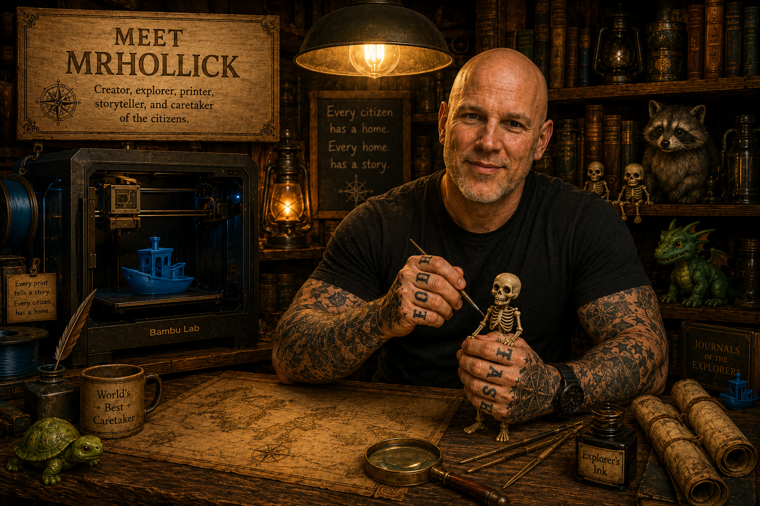 Meet MrHollick, creator, explorer, printer, storyteller, and caretaker of the citizens